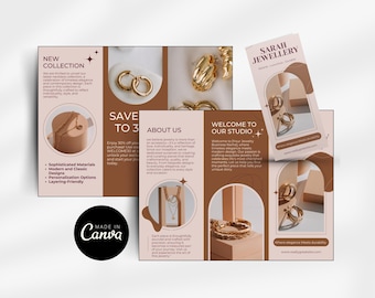 Editable Brochure Template, Jewelry Brochure Template, Custom Tri-fold Brochure, Mini Business Branding Services, Jewelry Business Leaflet