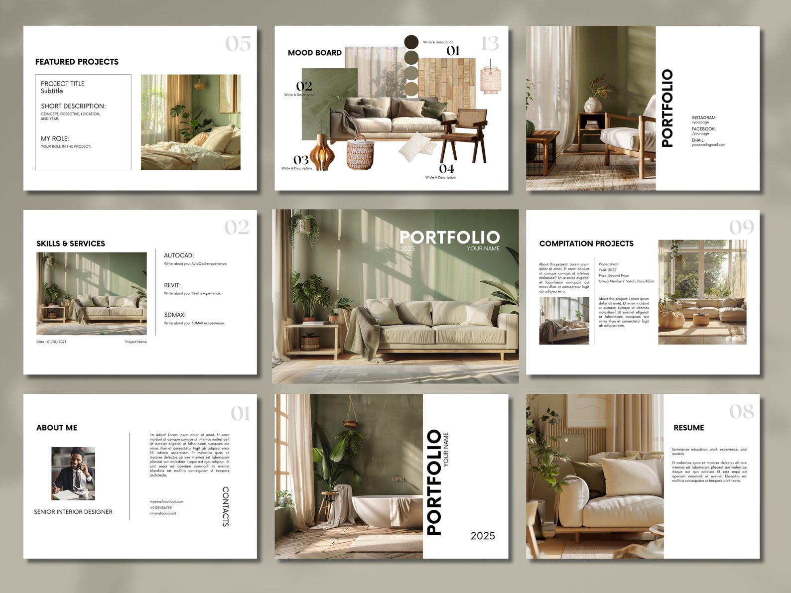 Interior Design Portfolio Template, Interior Design Canva Project ...