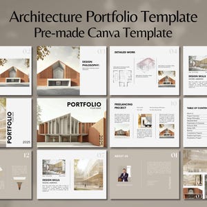 Architecture Portfolio Template, Minimalist Interior Design Canva Template, Architecture Student Presentation, Project Proposal Catalog