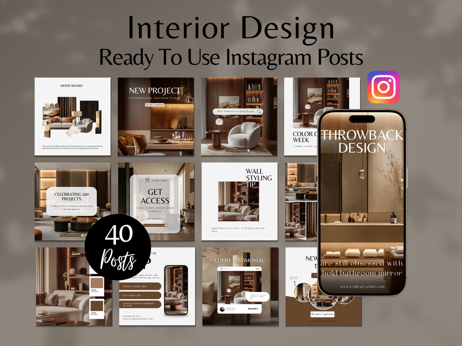 Interior Design Instagram Post Template, Pre-made Interior Designer ...