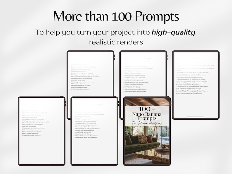 Nano Banana Prompts For Interior Designers, Interior Design AI Prompts, Rendering AI Prompts, Home Decor Templates PDF, Prompts For Interior image 3