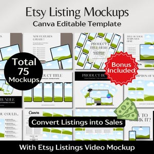 Etsy Listings Mockup Template, Digital Product Mockup, Digital Business Marketing, Ebook Mockup, Editable Printable Mock-up Canva, Etsy Shop