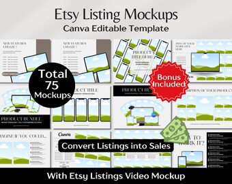 Etsy Listings Mockup Template, Digital Product Mockup, Digital Business Marketing, Ebook Mockup, Editable Printable Mock-up Canva, Etsy Shop