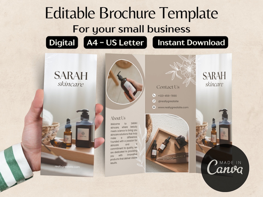 Editable Brochure Template Digital Flyer Canva Template Custom Tri-fold ...