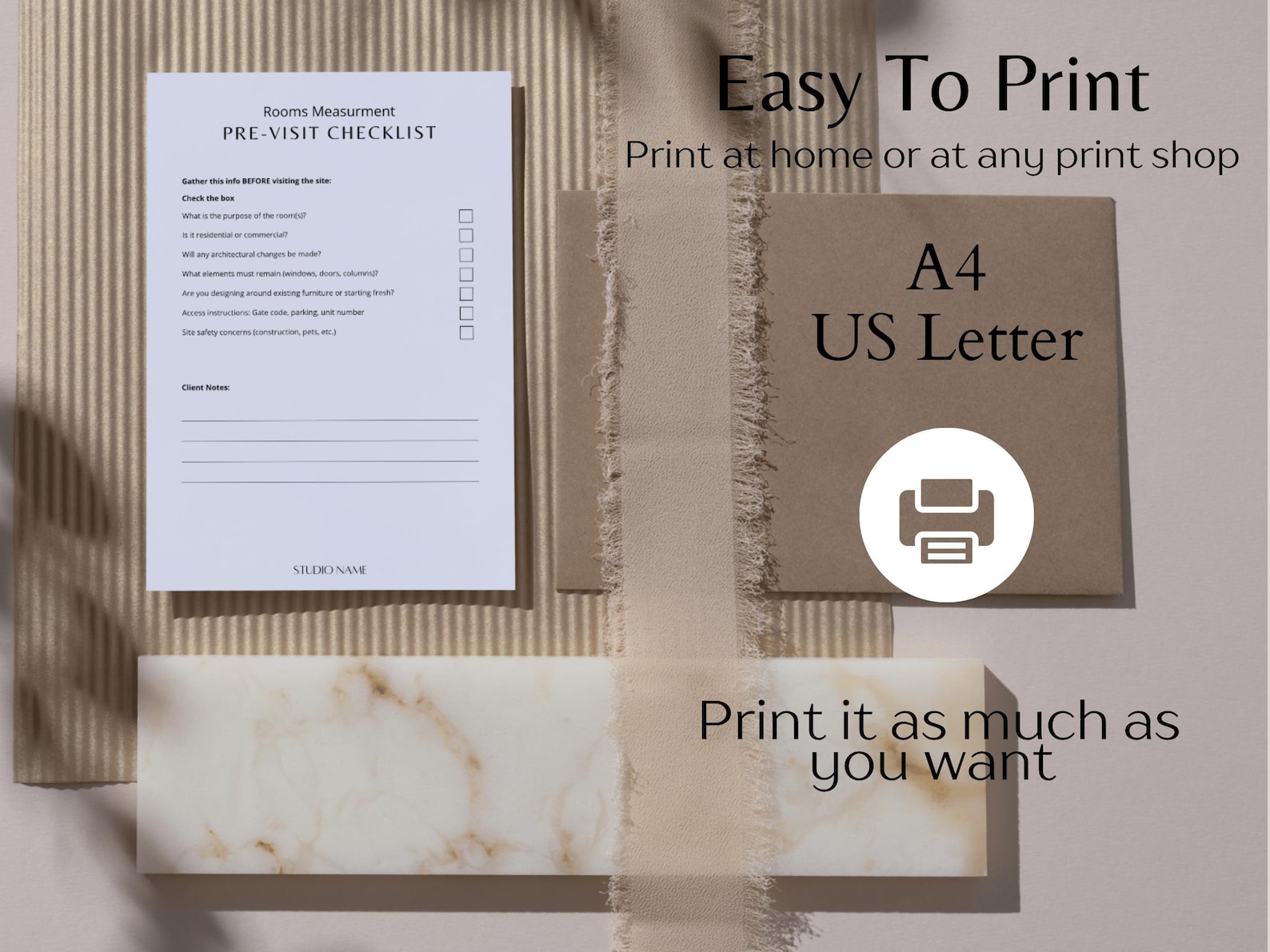 Site Measure Checklist Interior Design Room Measuring Template Interior ...