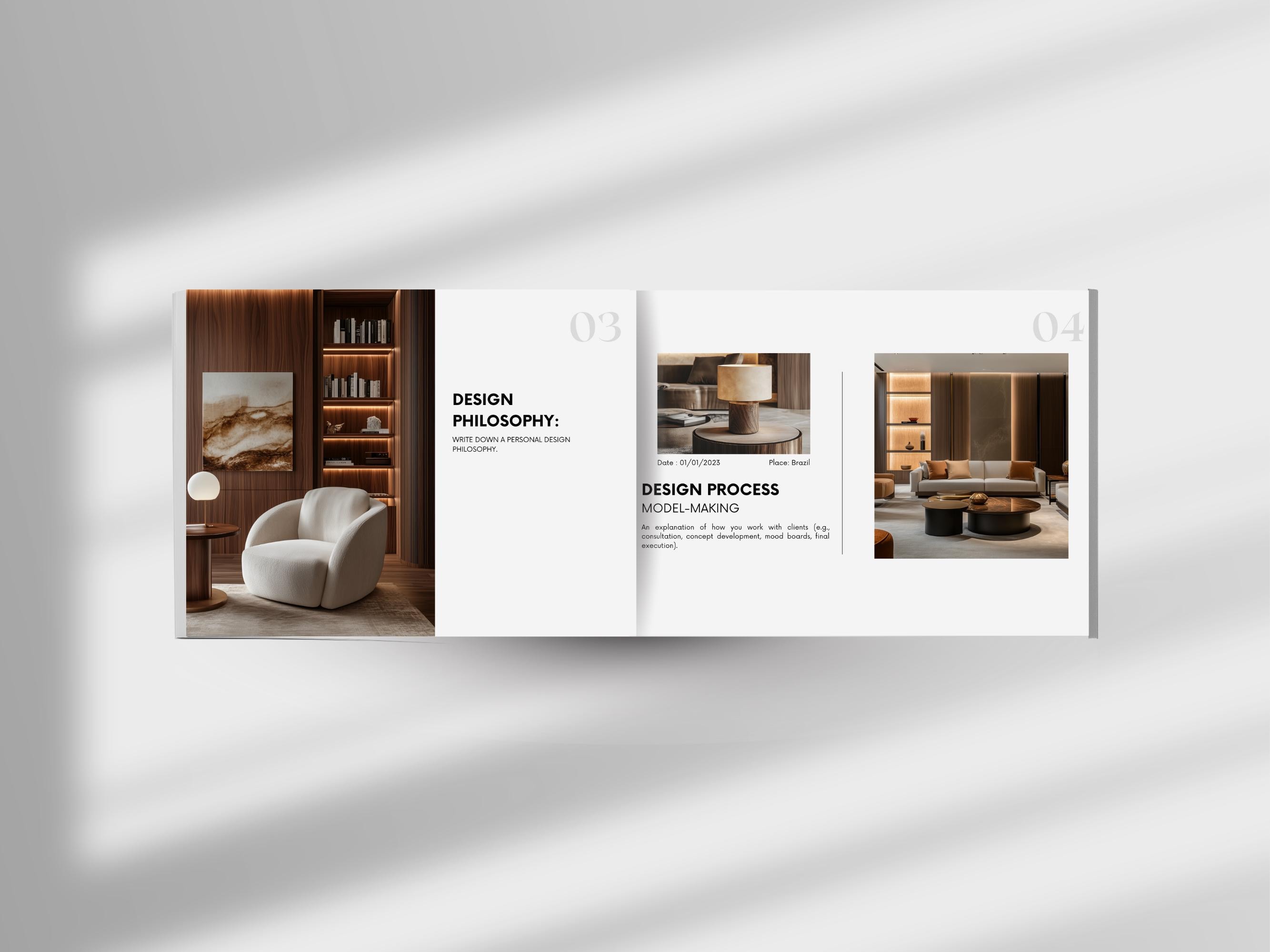 Interior Design Portfolio Template Minimalist Interior Design Presentation Canva Interior Mood Board Wokshop Studio Essentials A4 Template