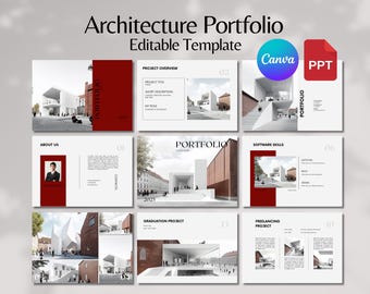 Architektur Portfolio Vorlage Architektur Canva Vorlage Projekt Präsentation Power Point Projektvorschlag Lebenslauf Design Portfolio A3