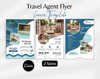 Travel Agent Flyer Template Travel Business Brochure Trip Pricing Guide Hotels Offer Packages Canva Editable Flyer Travel Content A4 -Letter