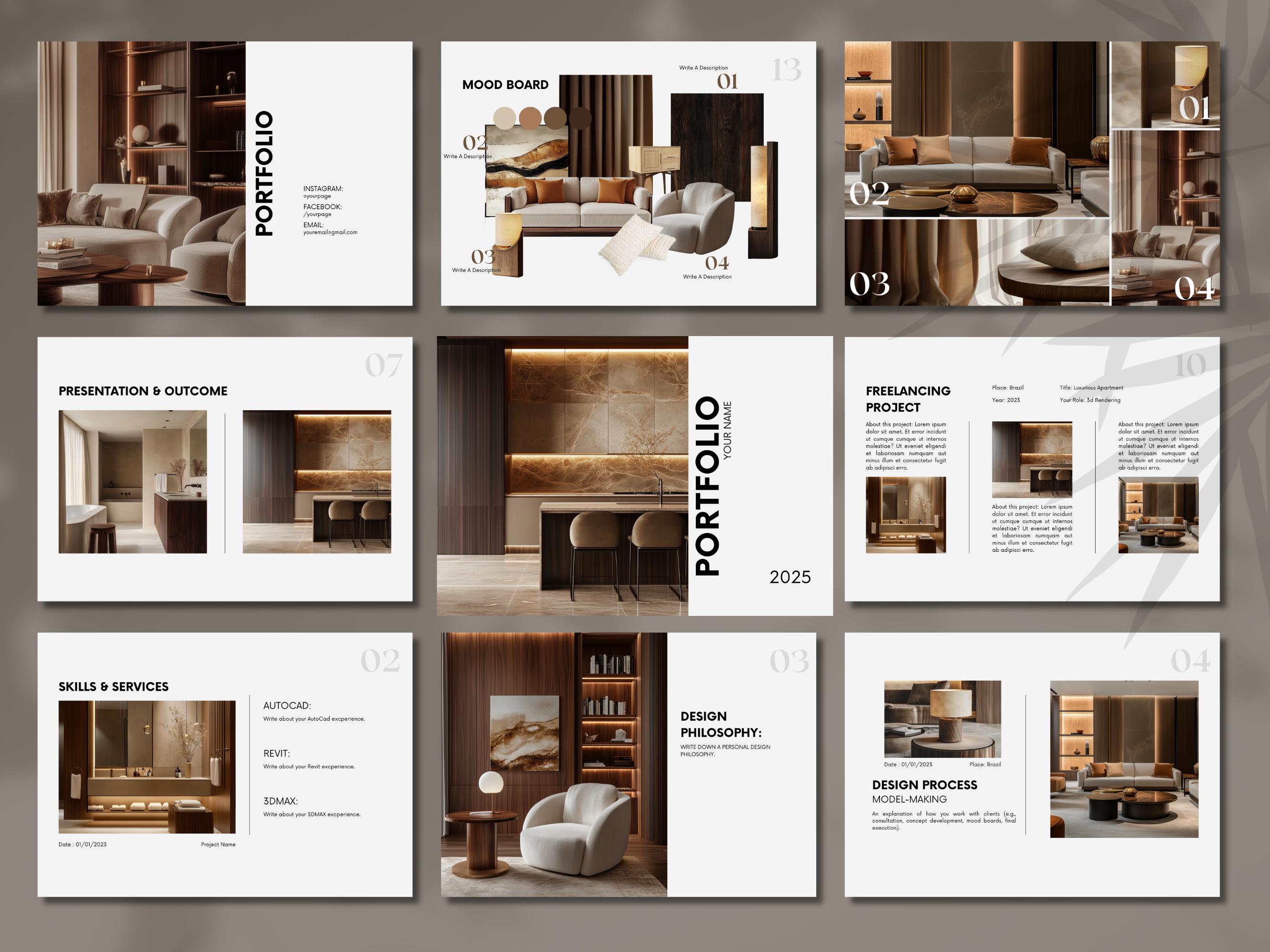 Interior Design Portfolio Template, Luxury Interior Design Template ...