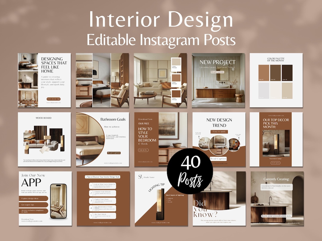 Interior Design Instagram Post Template: Canva Social Media Marketing ...