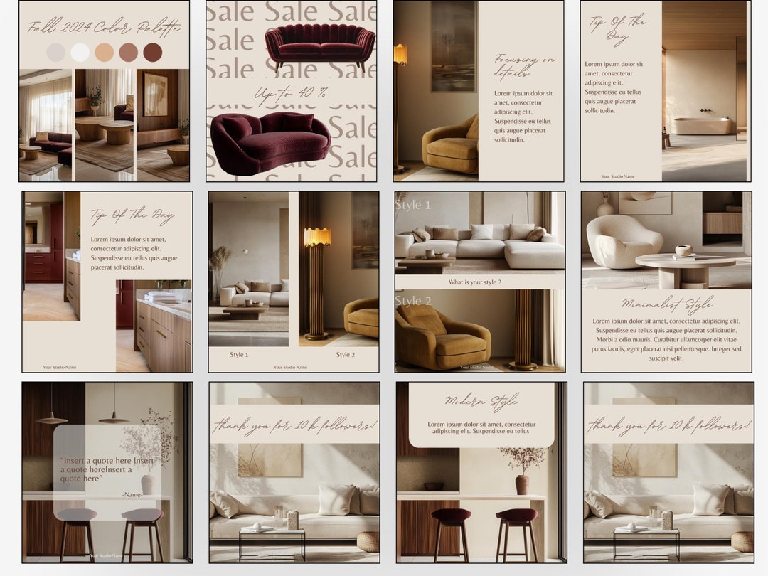 Interior Design Social Media Template, Pre-made Interior Designer ...