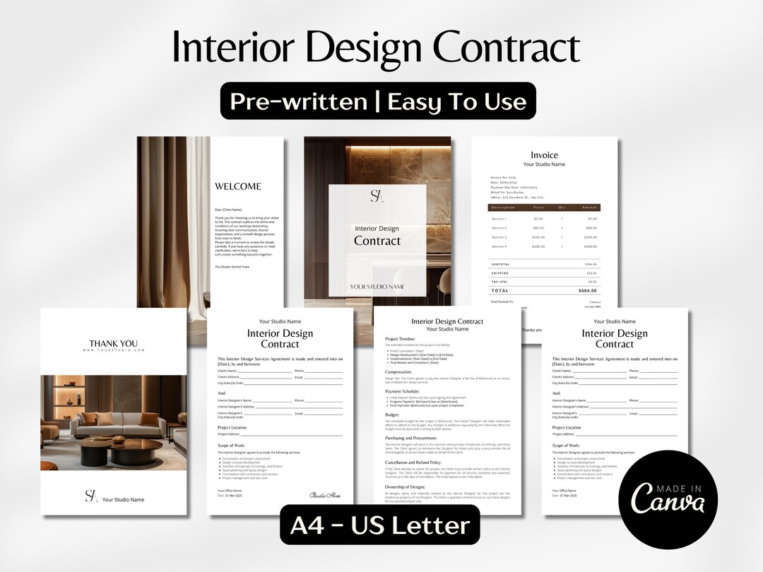 Interior Designer Client Contract, Interior Design Service Agreement ...