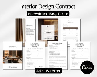 Interior Designer Client Contract, Interior Design Service Agreement, Interior Design Templates, Invoice Form, Decorating Service Agreement