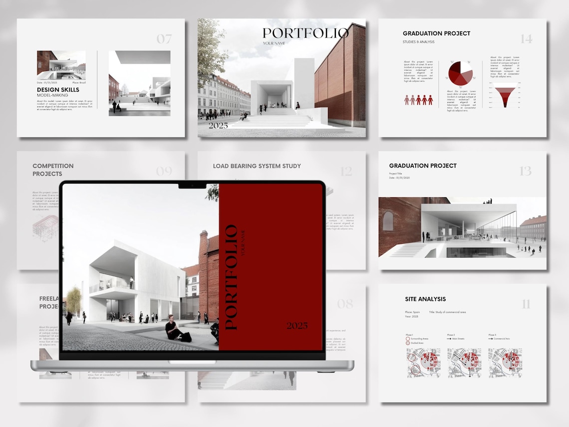 Architektur Portfolio Vorlage, Minimalistische Architektur Canva ...