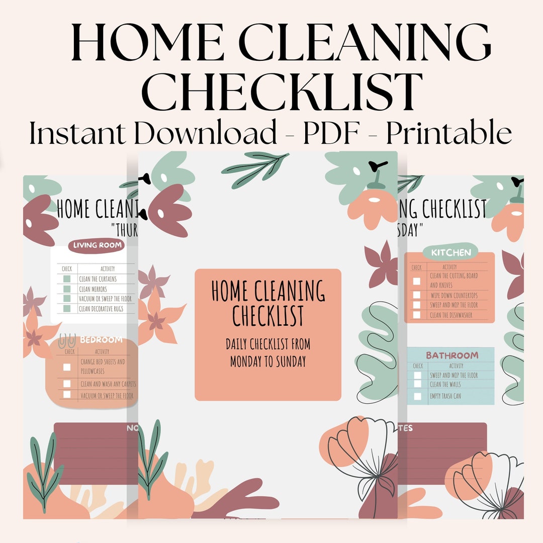 Home Cleaning Checklist Home Organization Cleaning Checklist Etsy