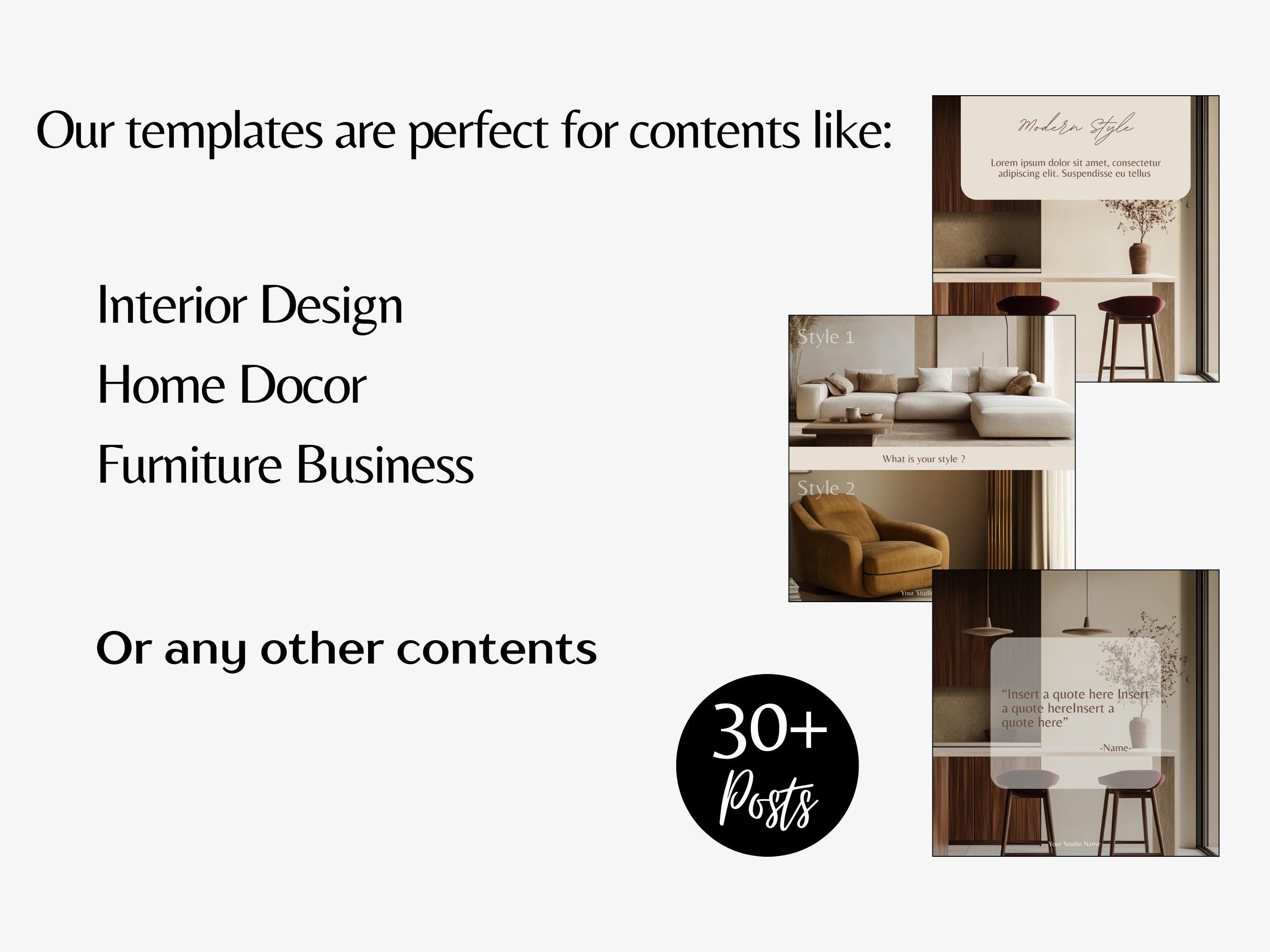 Interior Design Social Media Template, Pre-made Interior Designer ...