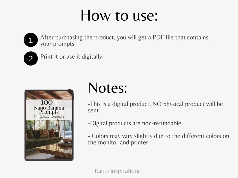Nano Banana Prompts For Interior Designers, Interior Design AI Prompts, Rendering AI Prompts, Home Decor Templates PDF, Prompts For Interior image 7