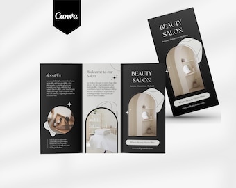 Brochure Canva Template, Beauty Salon Flyer, Spa Service Guide Tri-fold, Editable Brochure, Nails Pricelist, Luxury Skincare Business A4 US
