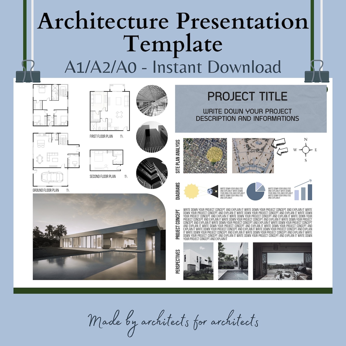Architecture Poster Presentation Template Architecture Drawings Board ...