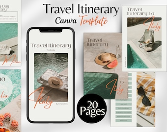 Editable Travel Itinerary Template Canva Printable Travel Guide Trip Mobile Travel Programe Holiday Planner Vacation Guide Honeymoon Planner
