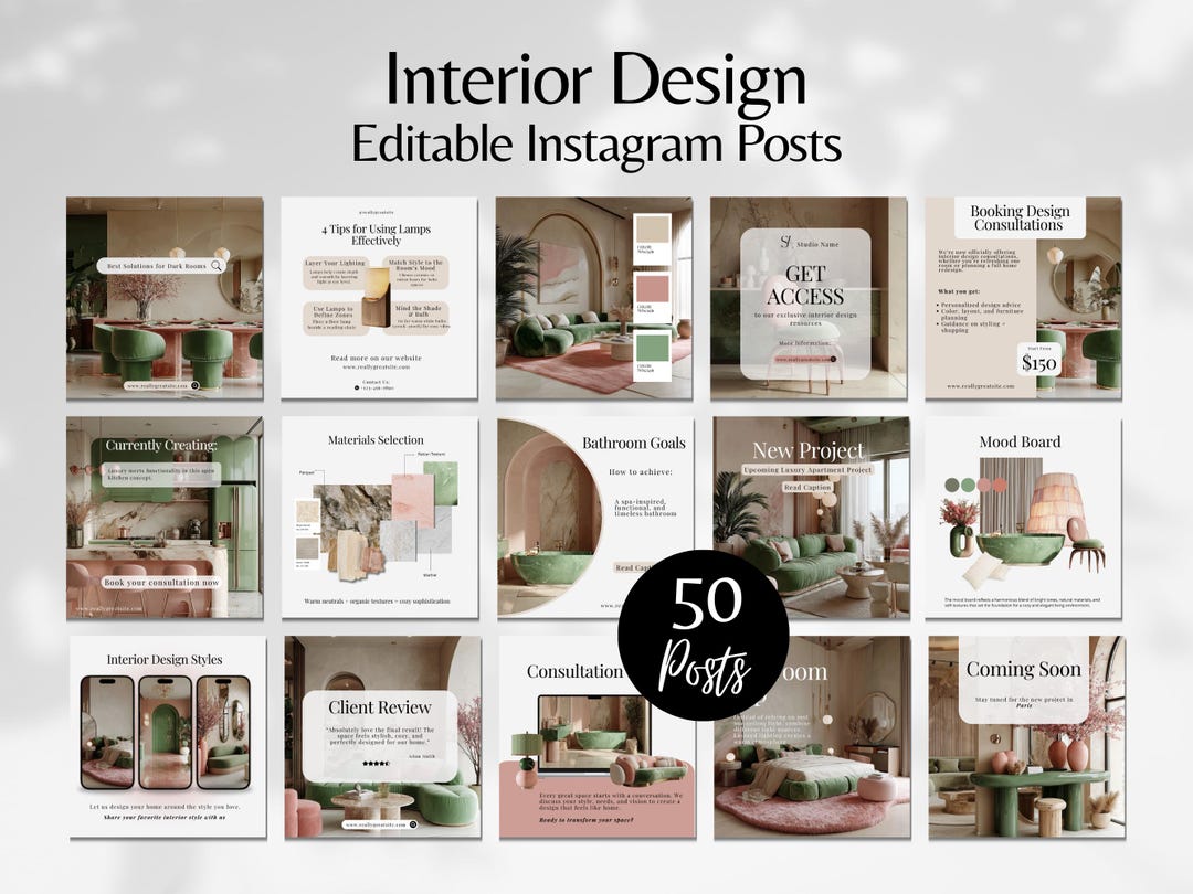 Interior Design Instagram Post Template, Home Decor Social Media ...