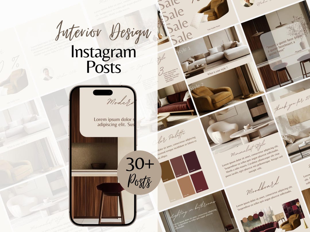 Interior Design Instagram Post Template Home Decor Social Media ...