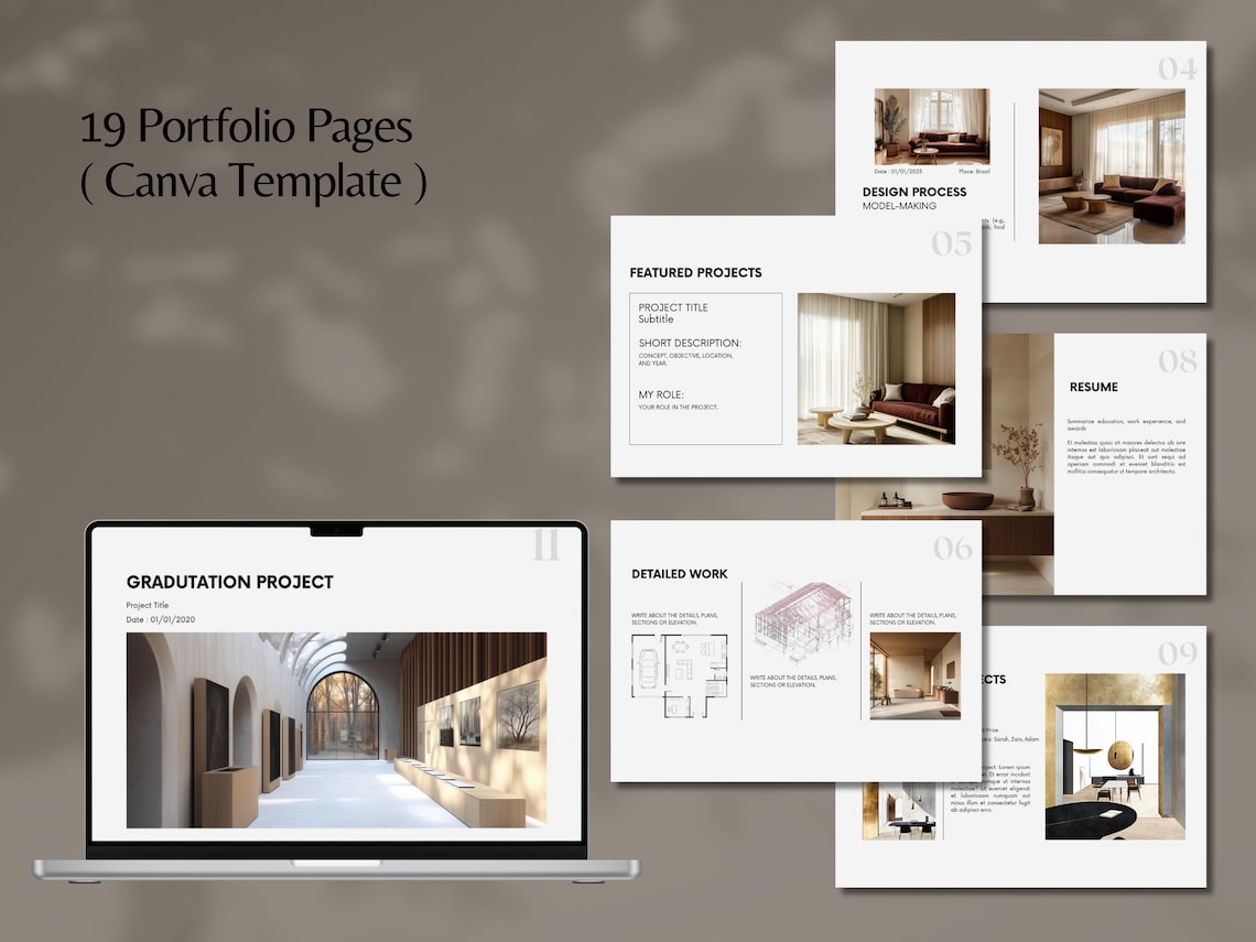 Interior Design Portfolio Template, Minimalist Interior Design Template ...