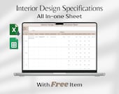 Interior Design Specification Google Sheets Excel Template FFE Interior Design Project Management Spreadsheet Home Renovation Budget Tracker