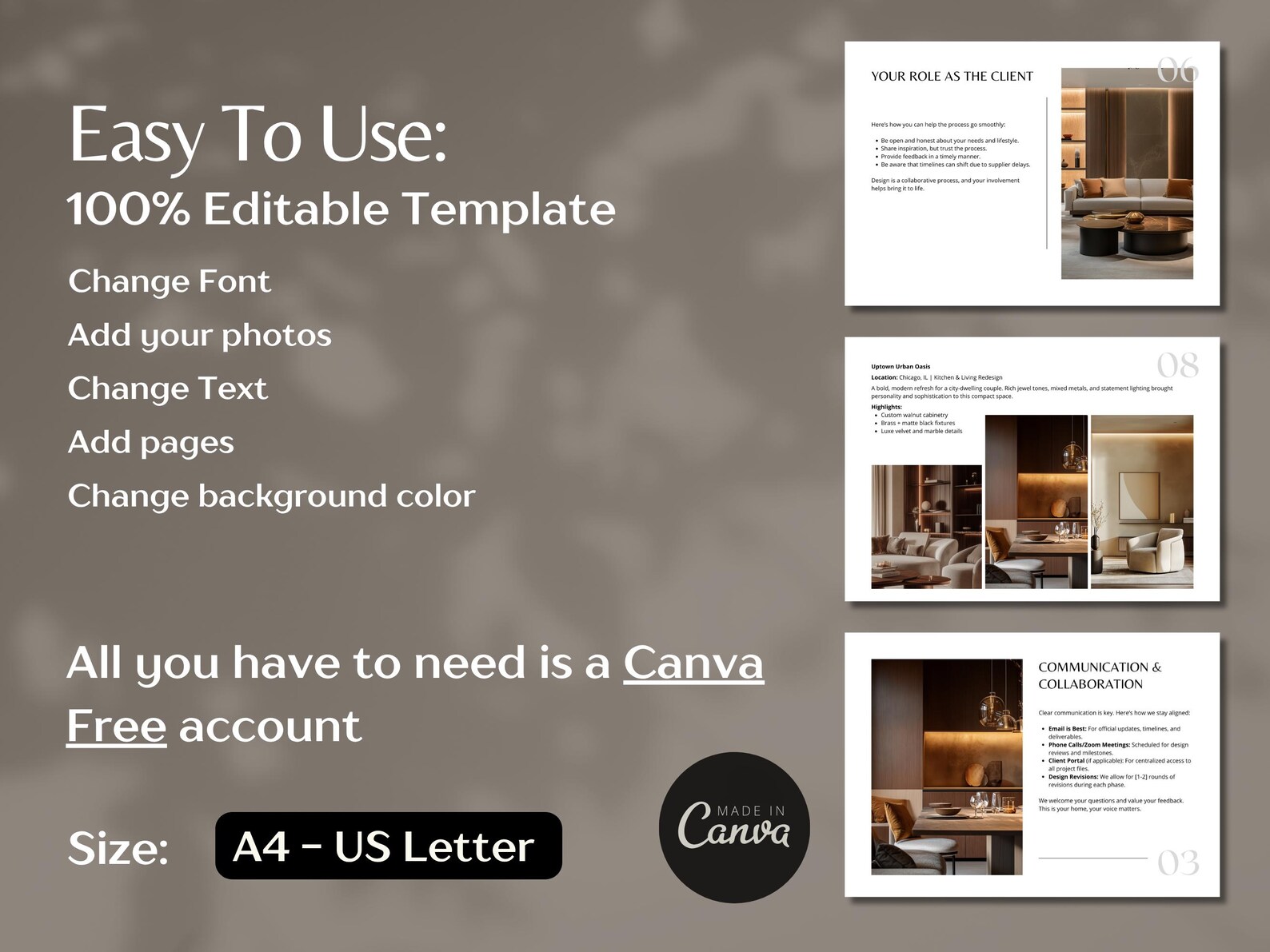 Interior Design Welcome Guide Template, Interior Design Client ...