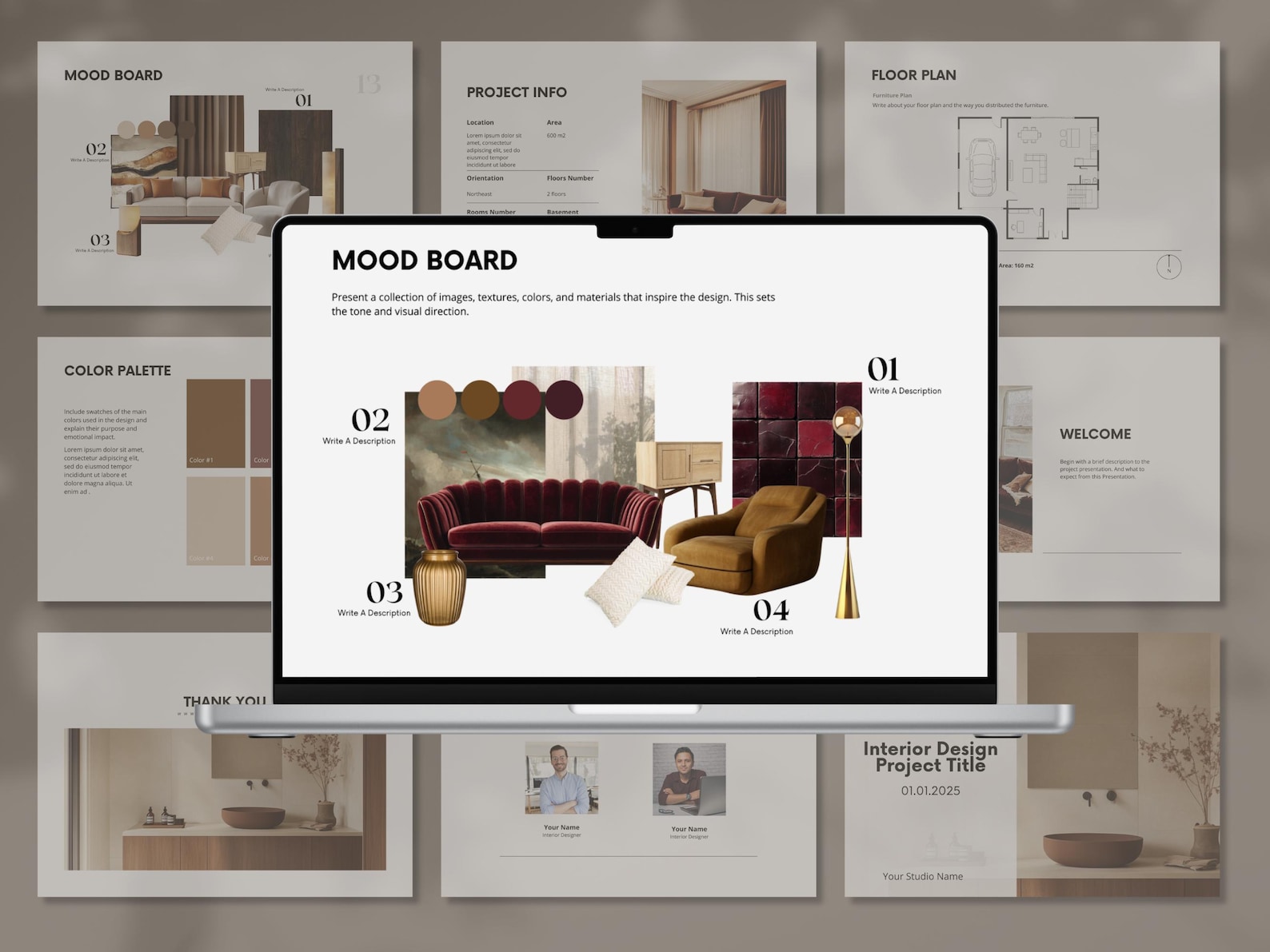 Interior Design Moodboard Template, Minimalist Interior Design Template ...