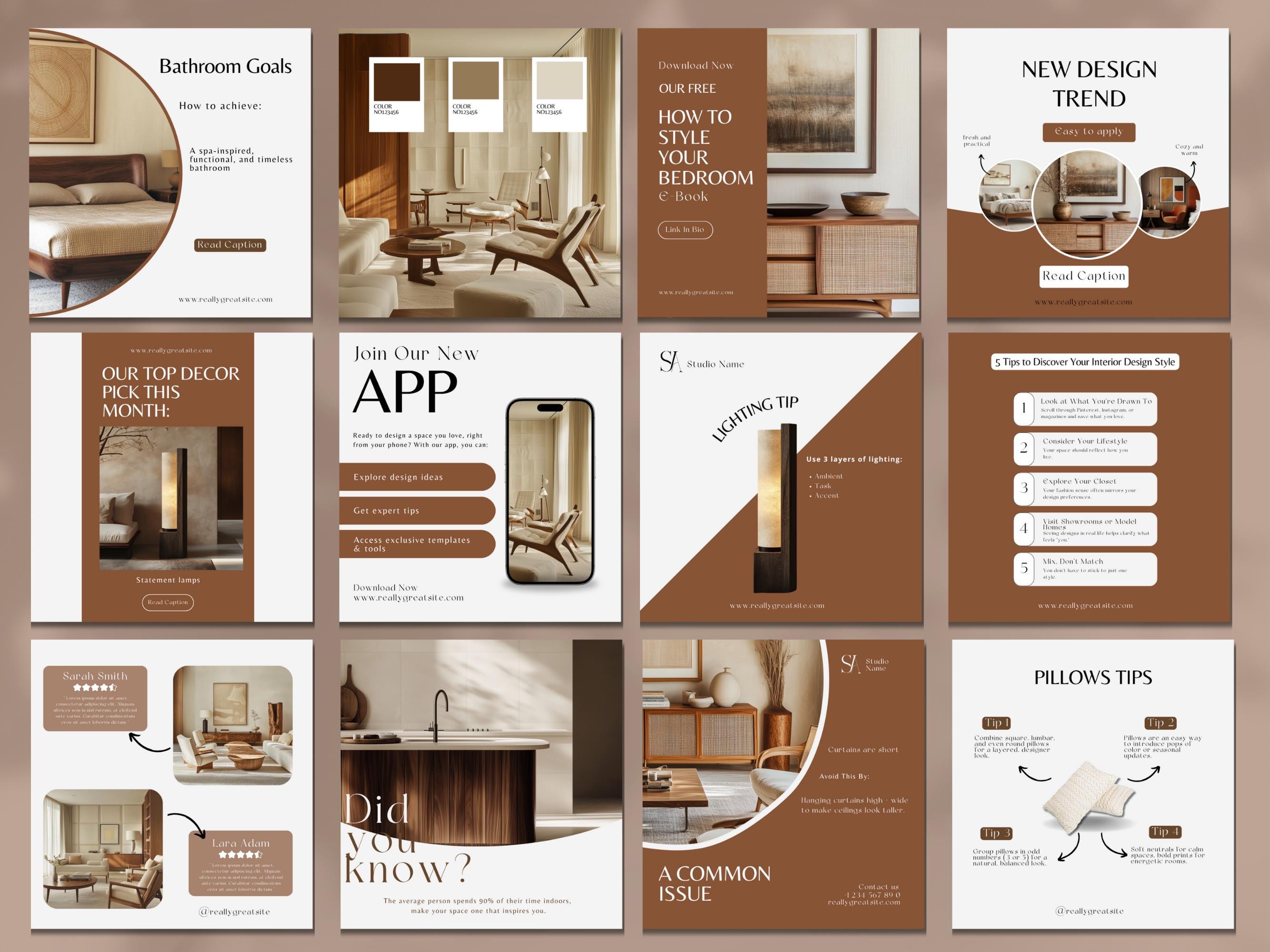 Interior Design Instagram Post Template: Canva Social Media Marketing ...