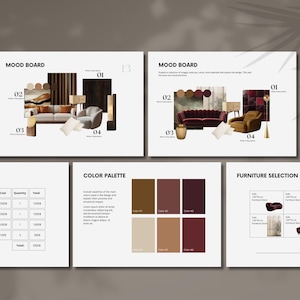 Interior Design Moodboard Template, Minimalist Interior Design Template, Project Presentation, Interior Design Proposal, Mood Board Canva