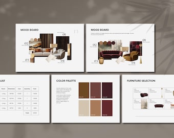 Interior Design Moodboard Template, Minimalist Interior Design Template, Project Presentation, Interior Design Proposal, Mood Board Canva