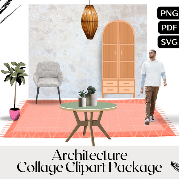 Architecture Clipart Package Architecture Collage PNG Interior Design Rendering Furniture SVG Architecture Presentation Block Project Render