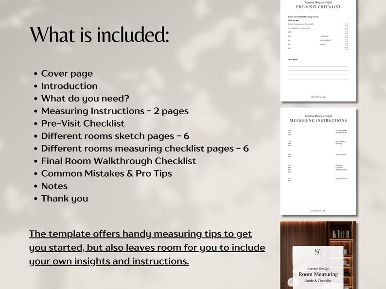 Site Measure Checklist Interior Design Room Measuring Template Interior ...