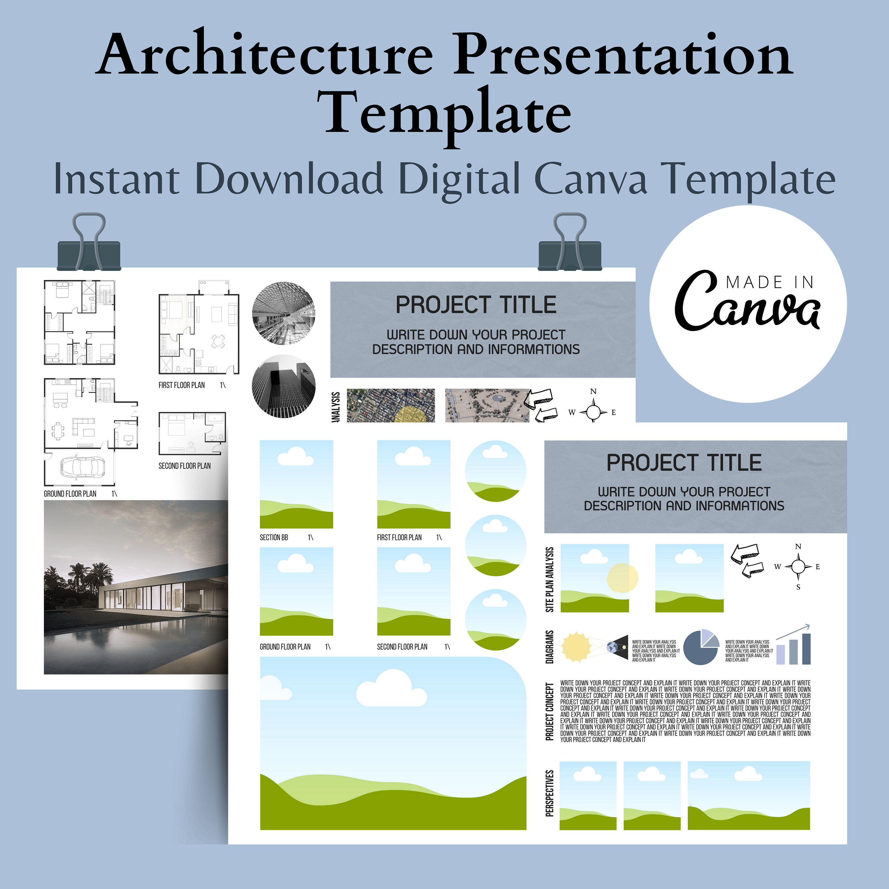 Architecture presentation template architecture project poster editable