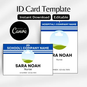 Nurse ID Badge Template, ID Card Editable Template, Doctor Name Tag, Name Badge Template, Employee ID Badge, Name Tag Card, Office Identity