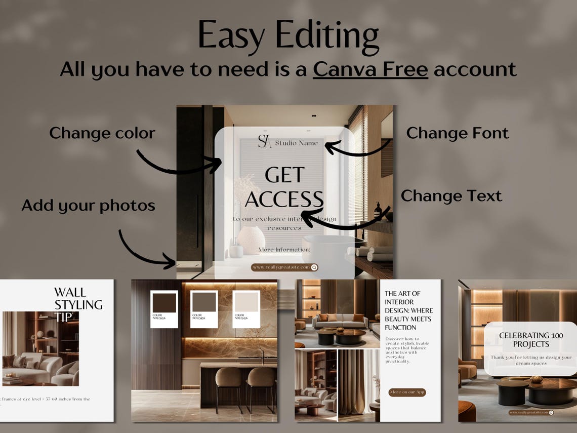 Interior Design Instagram Post Template, Home Decor Social Media ...