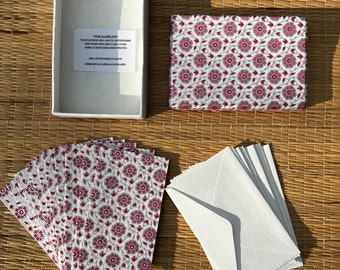 Rosa Löwenzahnmuster mit silbernem Akzentdruck, Briefkarten- und Umschlagset mit 10 Stück