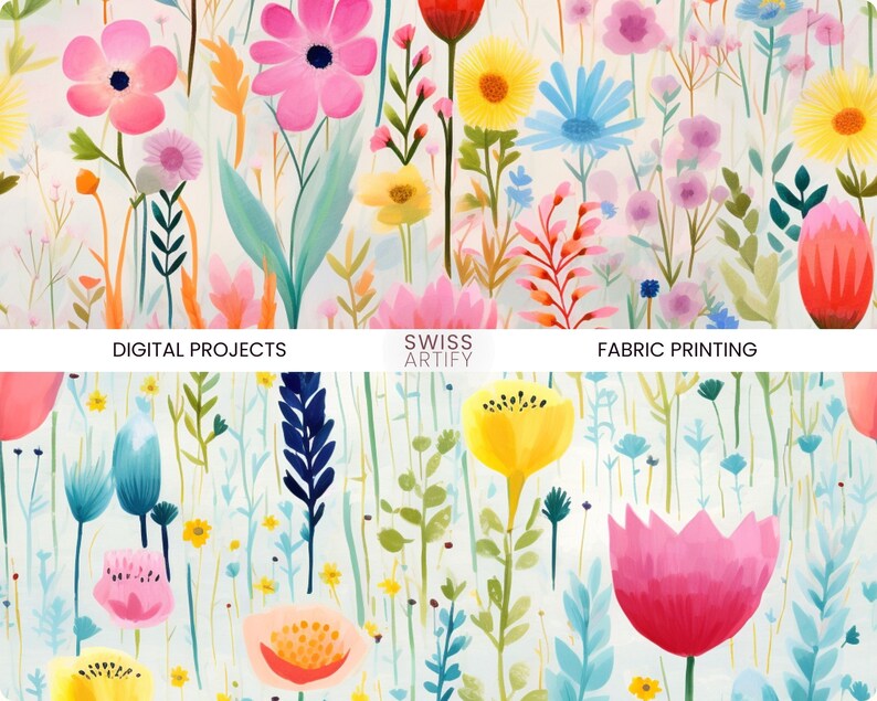 Flowers Digital Paper | Boho Flower Patterns Pack | Seamless Floral ...
