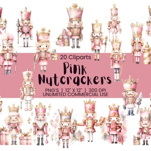 Christmas Nutcracker Clipart Pack | Nutcracker Printable  | Pink Christmas | Merry Christmas PNGs | Card Making | Digital Paper Download