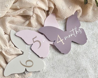 Monthly Milestone Disc, Butterflies, Gift for Baby Girl, Milestone Set, Baby Announcement, Newborn Photo Prop, Milestone set for baby girl