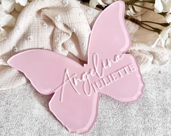 Handmade Butterfly New Baby Announcement Plaque: &#39;Hello World&#39; Photo Prop