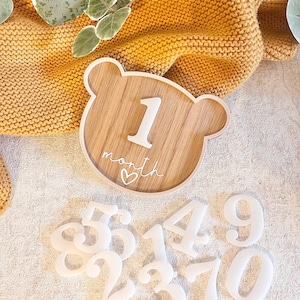 Petit garçon, jalons du mois pour bébé, cartes d'étapes importantes, accessoire photo nouveau-né, ensemble d'étapes importantes, cadeau baby shower, nouveau-né, bonjour tout le monde, nounours