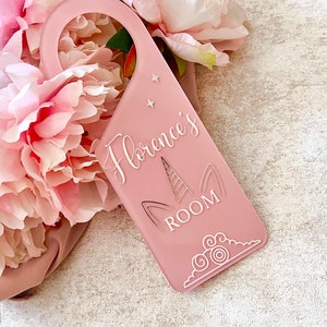 Personalized Unicorn Acrylic Door Hanger: Kids Bedroom Decor