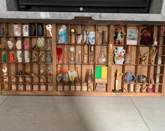 FOREST WITCH Old Letterpress Printers Drawer Woods Miniatures Real Vintage Encyclopedia Cutouts Mushrooms Plants Animals Golden Deer Head