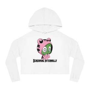 Screaming Internally Frog Hoodie | Cropped Hooded Sweatshirt