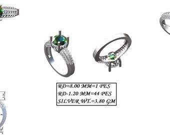 Ready To be Set With Your Own Stone-Mount Ring-925 Sterling Silver Ring-8X8 MM Round Semi Mount Ring-Without Stone Ring-Prong Setting Ring