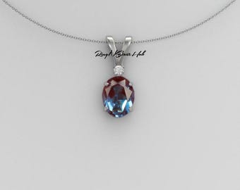 Ciondolo vintage in alessandrite: collana solitaria in argento sterling, pietra portafortuna di giugno