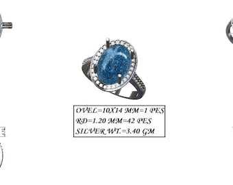 Bague Semi-monture En Argent 925 - Pierre Ovale 14x10 Mm, Toutes Tailles Disponibles